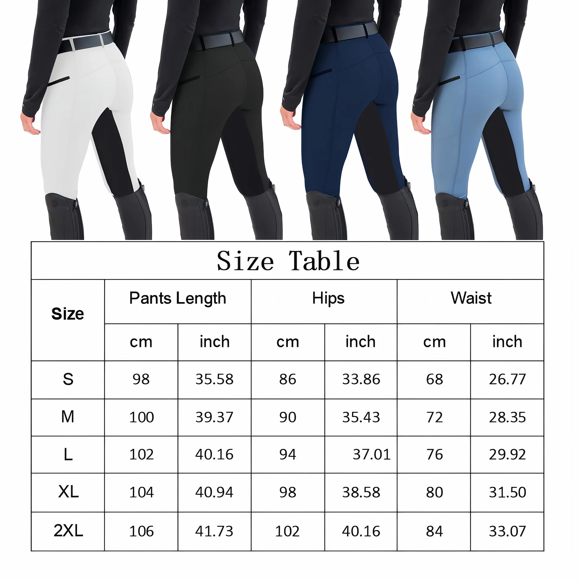 Chesoon Pantaloni da equitazione da donna con seduta completa e toppe al ginocchio