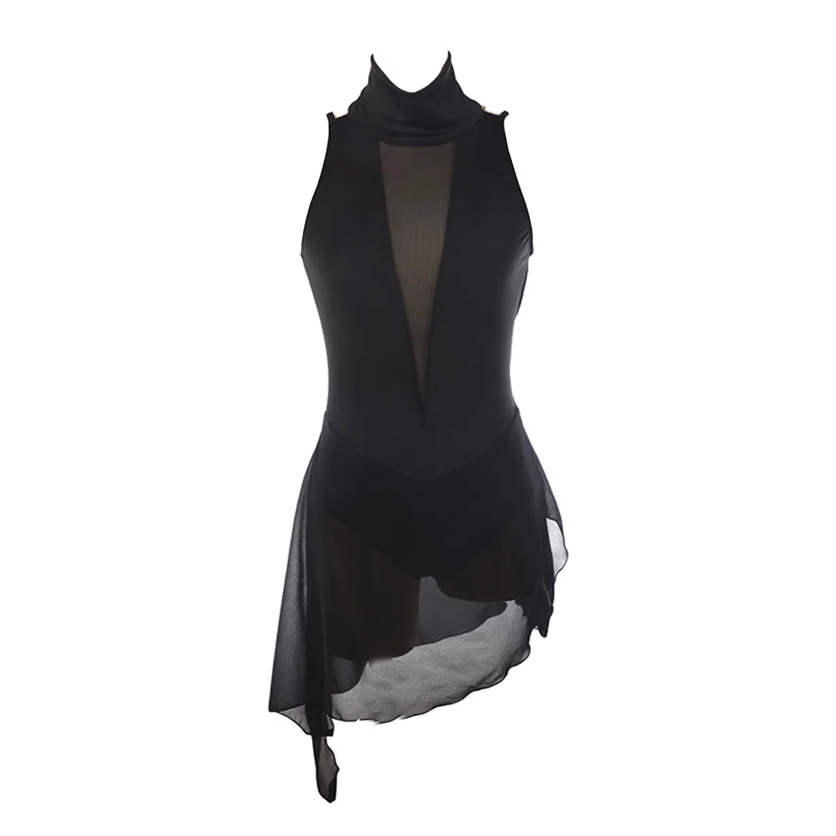 Abito Pattinaggio Artistico Donna, Nero, Rosso, Senza Maniche, Senza Schiena Vestito, Abito da Allenamento for Pattinaggio su Ghiaccio, Body Ginnastica Ritmica