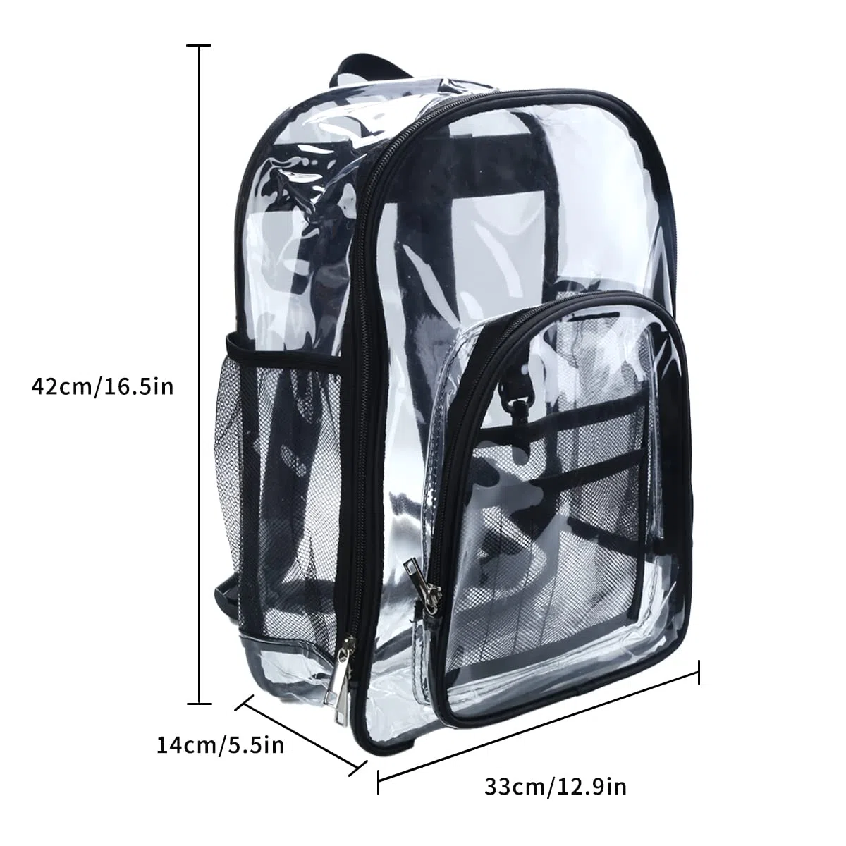 FISHSHOP Zaino in PVC Trasparente,Impermeabile Casual Bag Zainetto Zaino Trasparente Donna Uomo Zaini,Per Scuola Lavoro Viaggio Palestra Spiaggia Concerti Festival (L)
