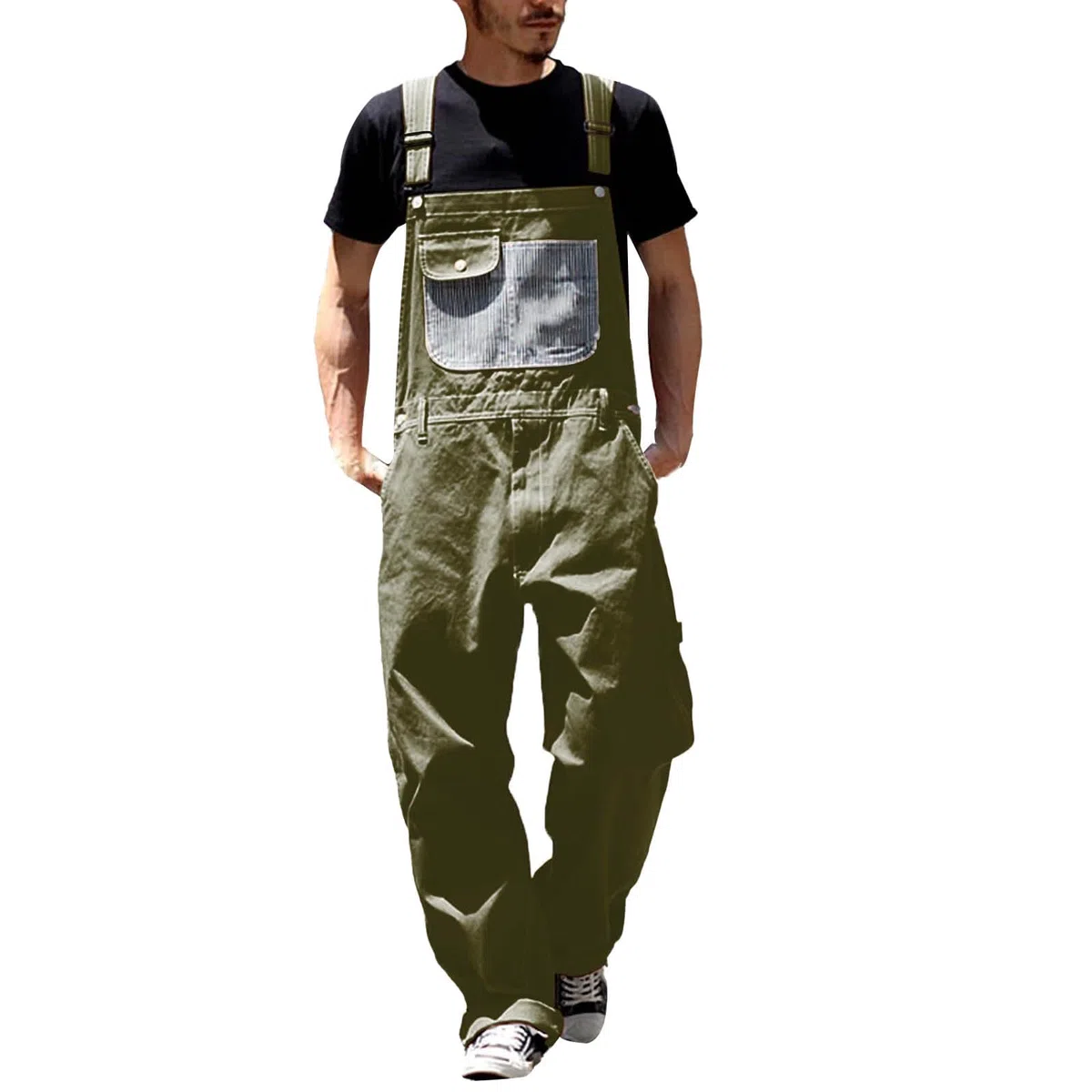 Salopette uomo jeans baggy leggero cotone pantaloni da lavoro con tasche multiple taglie grandi cinghie regolabili salopette da lavoro casual alla moda streetwear vintage classico jeans
