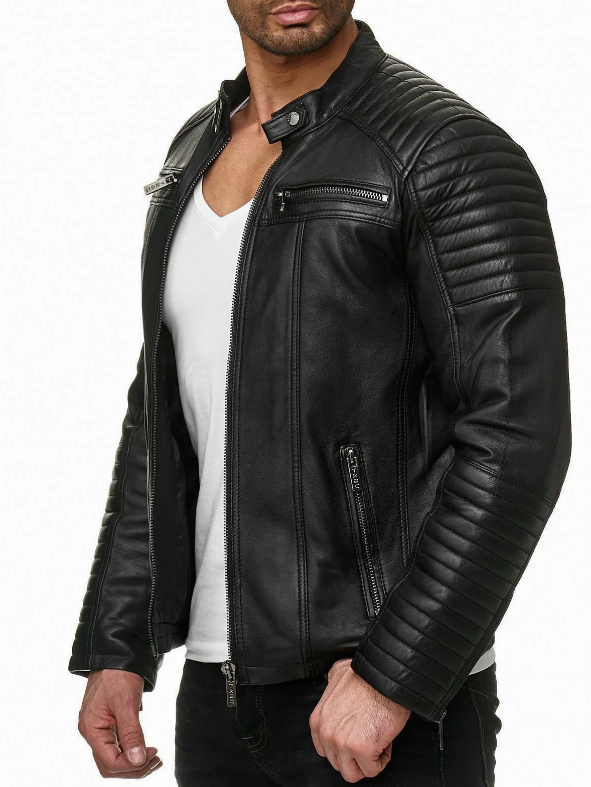 Redbridge Giacca in Pelle sintetica da Uomo Stile Biker Giubbotto in finta pelle Casual Vintage
