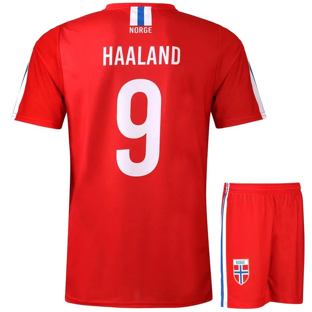 Kingdo Kit da Calcio Norvegia Haaland - Bambino e Adulto - Ragazzi - Uomini - Divisa da Calcio - Maglietta Sportiva - Abbigliamento Sportivo