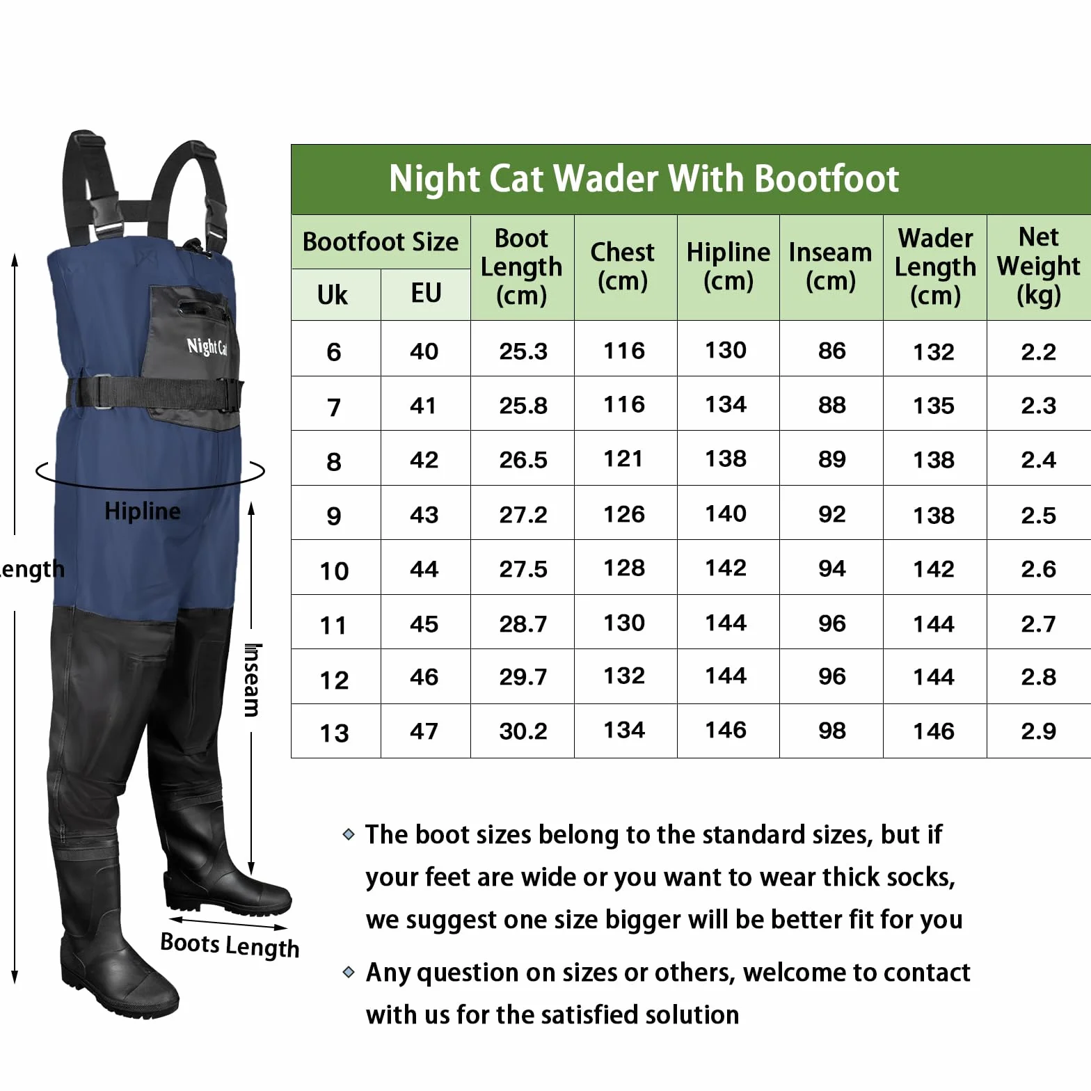 Night Cat Waders Scafandro da Pesca: Trampolieri Stivali da Pesca per Uomo Donna Impermeabili