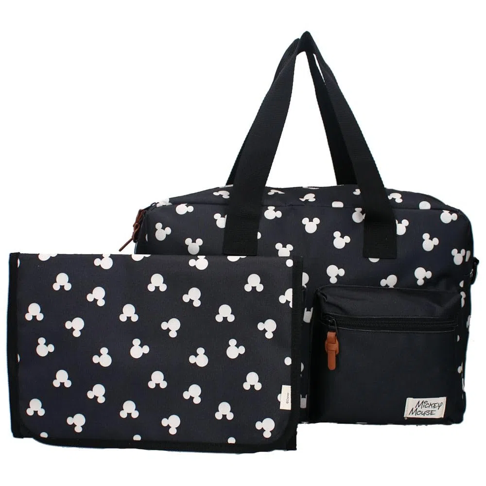 Grande borsa per pannolini per bambini, con fasciatoio | Disney Topolino, Nero