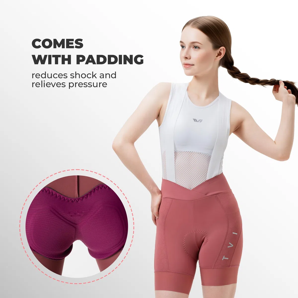 ROCKBROS TVI Salopette Ciclismo Donna, Pantaloni Ciclismo Donna Imbottiti, Pantaloncini Bici Estivo, Traspirante, Asciugatura Rapida, con Fibbia Magnetica per Bici da Corsa, MTB, Mountain Bike