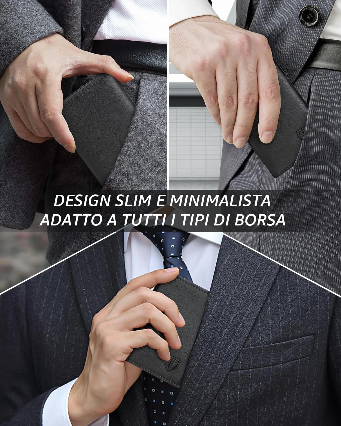 TEEHON Portafoglio Uomo Slim in Pelle con Protezione RFID, Portacarte Piccolo con Portamonete - Nero