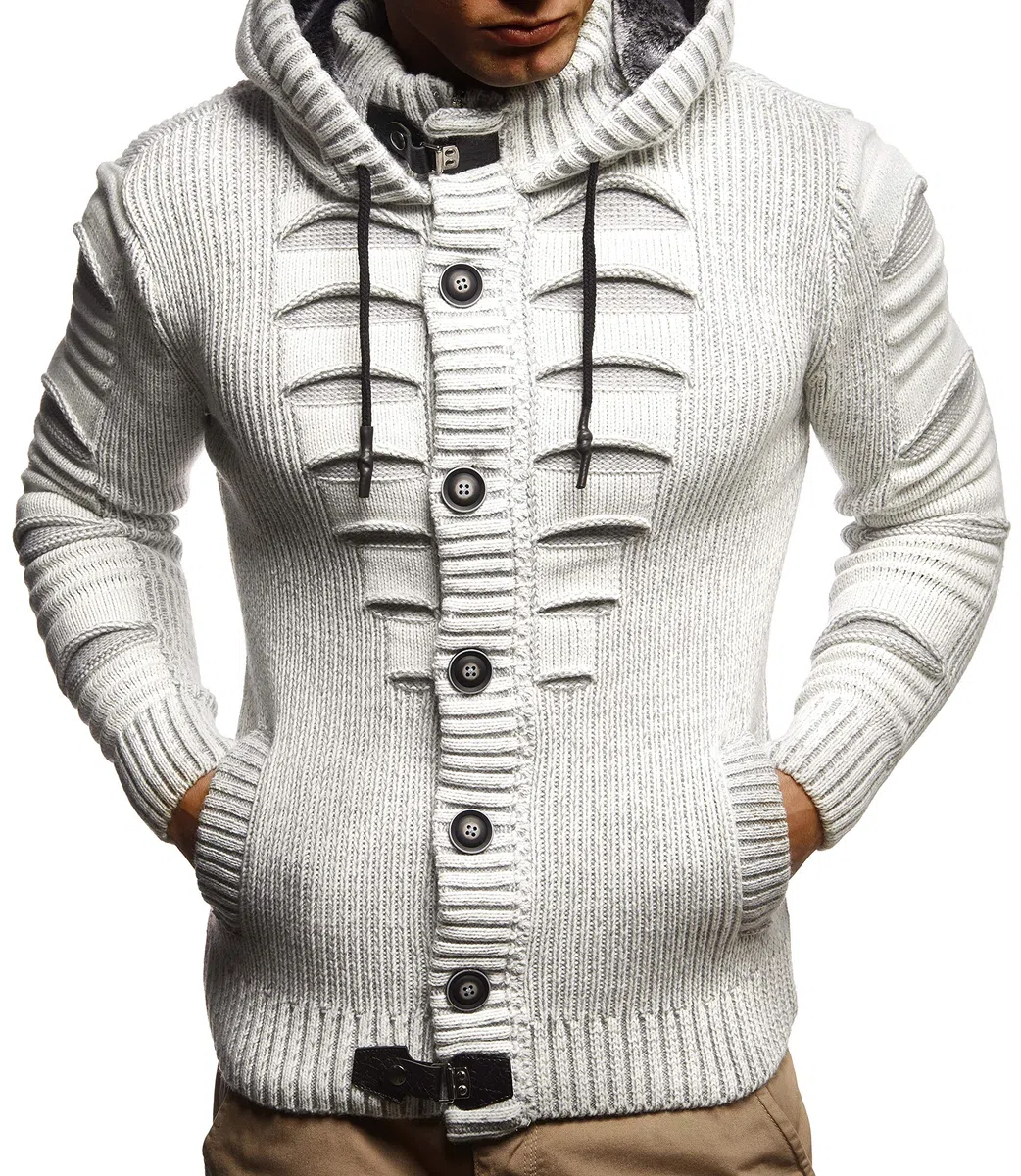 Leif Nelson Giacca Uomo in Maglia con Cappuccio Cardigan LN-5605