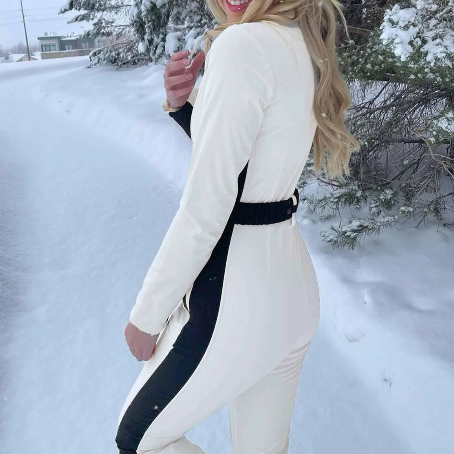 Generisch Tuta da sci da donna, termica, tuta intera da sci, calda, con cappuccio, impermeabile, tuta da neve, per sci, inverno, impermeabile, per abbigliamento da neve