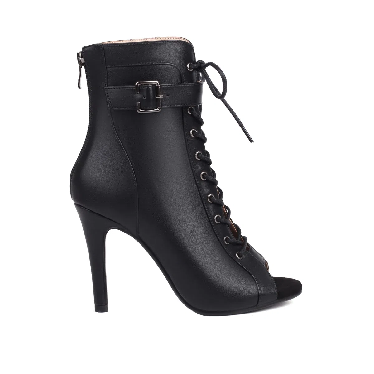 Stivali da Ballo Donna con Punta Aperta Lacci Scarpe da Ballo Jazz Salsa Bachata con Tacco Alto 9,5 cm