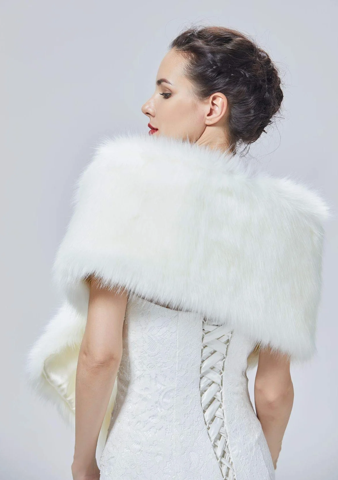 BEAUTELICATE Scialle Stola di Pelliccia Sintetica Donna Coprispalle Sciarpa Elegante Nozze Sposa Feste Inverno Cerimonia Nero Avorio Champagne
