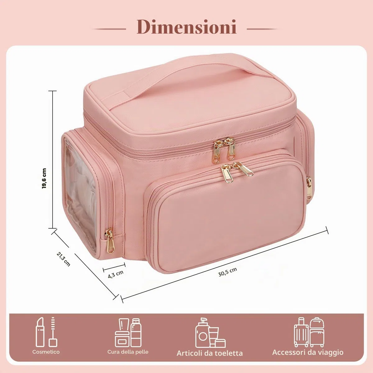 Trousse da viaggio organizer portapennelli rosa per donna