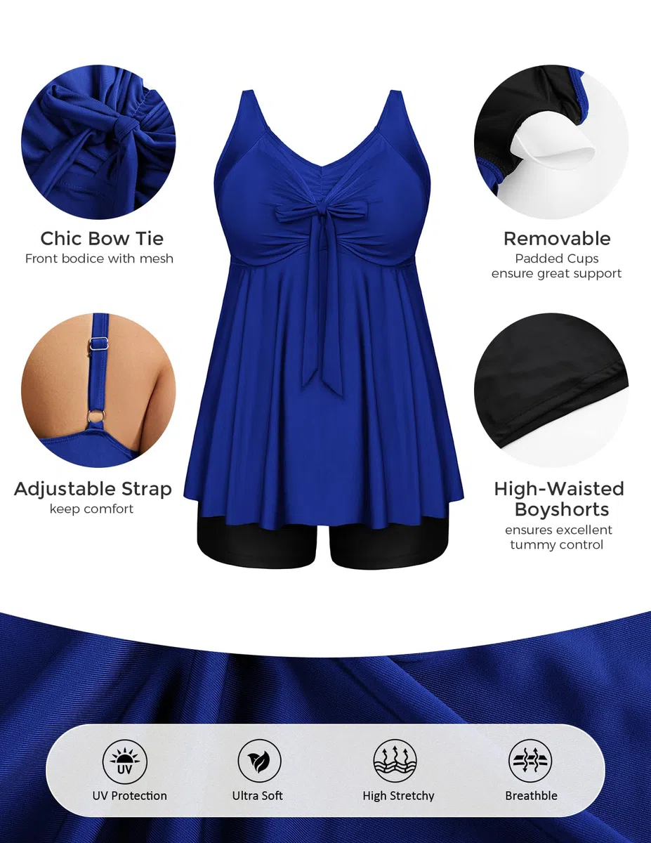 Hanna Nikole Plus Size Women Tankini Set Tummy Control e Costumi da Bagno a Vita Alta per L'Estate