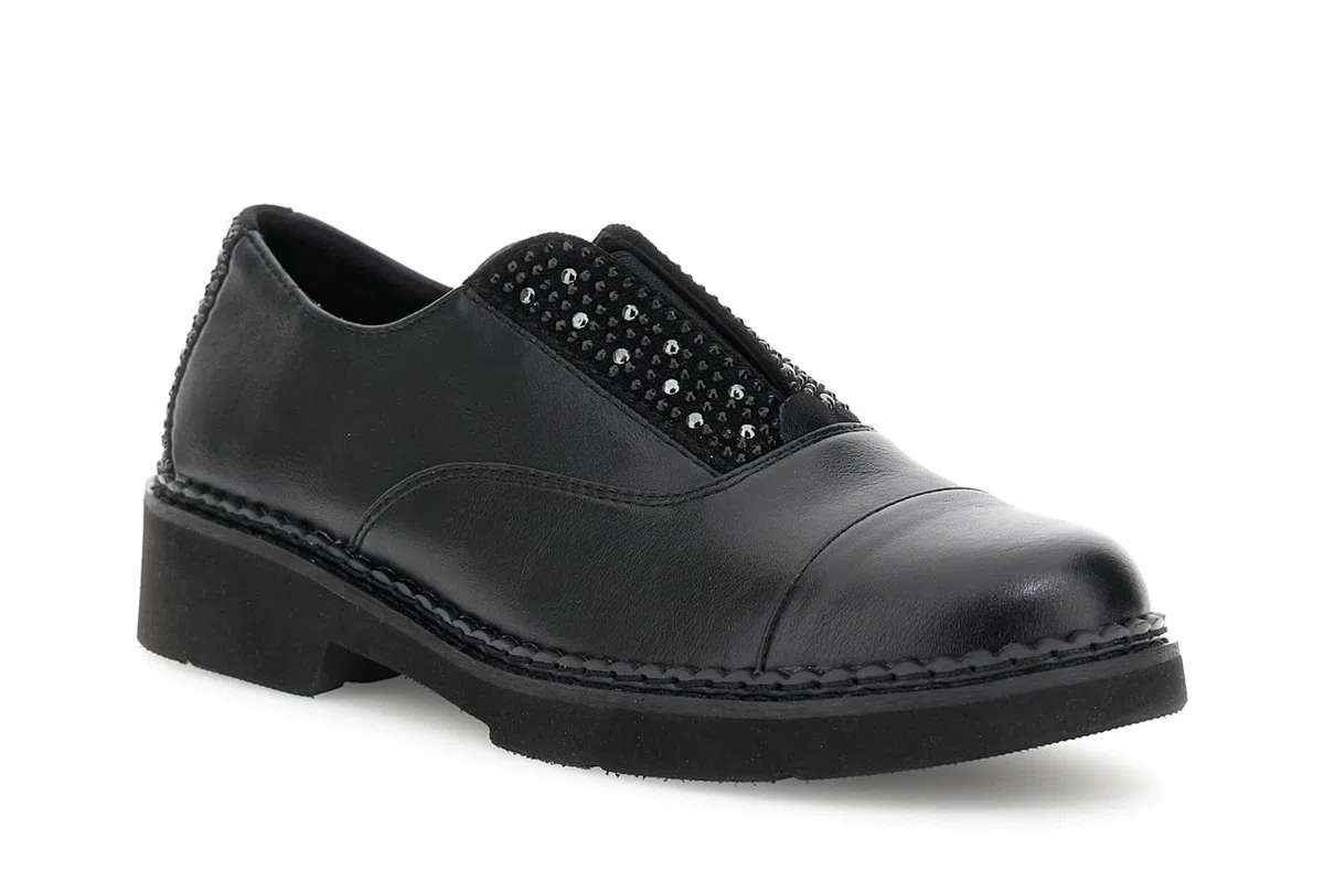 CAFèNOIR - Derby con Inserti di Strass E Borchie, da Donna, Colore Nero