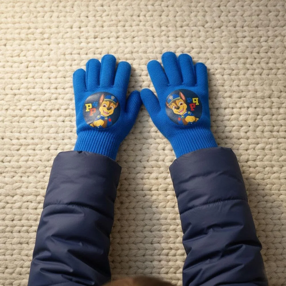 Paw Patrol guanti magici invernali lavorati a maglia per bambini blu
