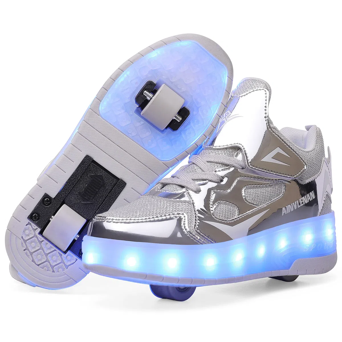 Scarpe con Rotelle LED Luce per Ragazzi e Ragazze, Scarpe con Automatiche Rotelle Retrattile, Outdoor Multisport Ginnastica Running Sneaker per Bambino