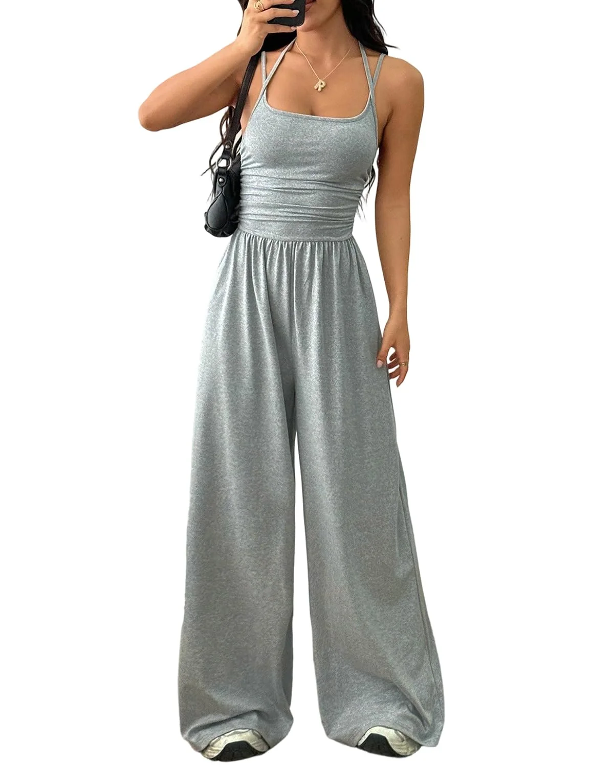 LIAMERHE Tuta Intera Donna Elegante Jumpsuit Casual Vita Alta Sexy Schiena Scoperta