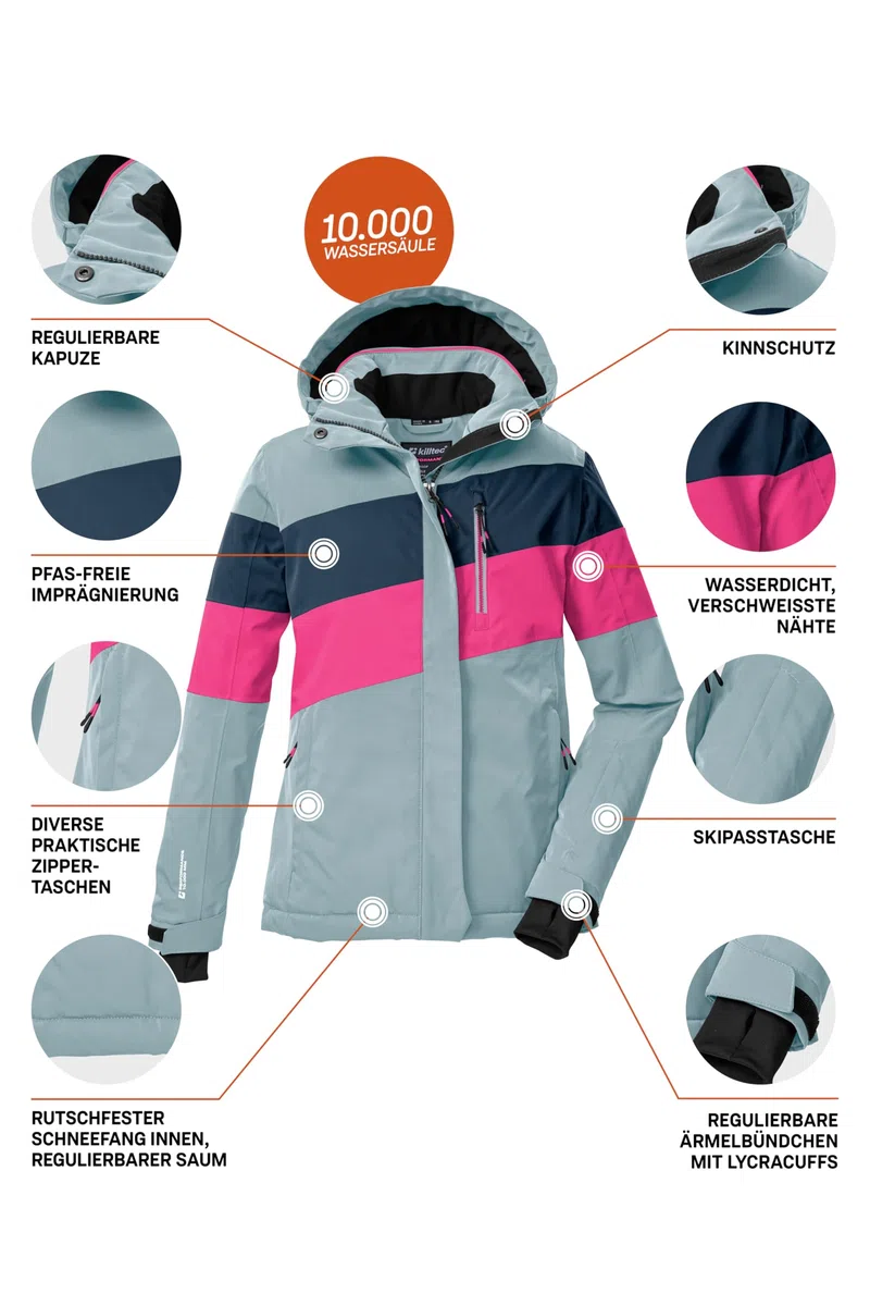 Killtec Ksw 197 Grls Ski Jckt Giacca da sci/giacca funzionale con cappuccio e paraneve Bambine e ragazze