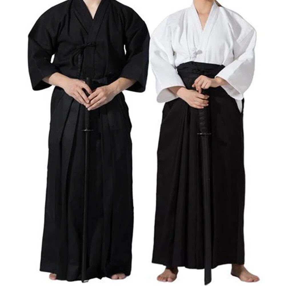 Kendo Hakama Pants Unisex Black Giapponese Trad -Marziale Abbigliamento Sportivo Abbigliamento Sportivo Aikido Hapkido Hakama Uniforme per Uomini Donne