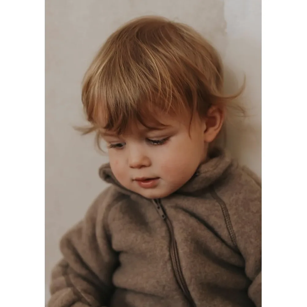 Mikk-line Giacca da passeggio, Oeko-Tex Standard 100, con chiusura lampo, per neonati e bambini, 95% lana, 100% lana merino senza mulesing, per ragazze e ragazzi, polsini reversibili