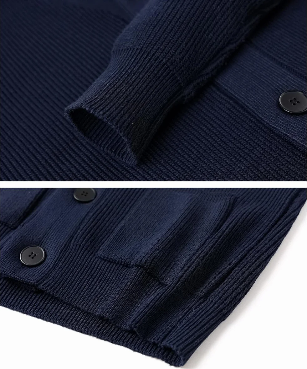 Maglione Cardigan da Uomo con Collo a Scialle Invernale Maglione Felpa di Cotone Giacca in Maglia a Manica Lunga Cardigans con Bottoni e Tasche