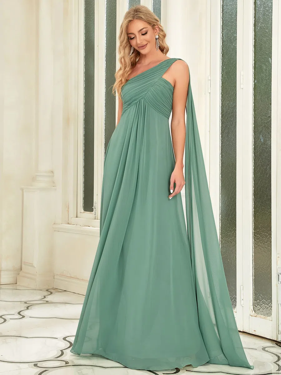 Ever-Pretty Vestito da Cerimonia Una Spalla Linea ad A Chiffon Lungo Formale Donna Vestiti da Sera 09816