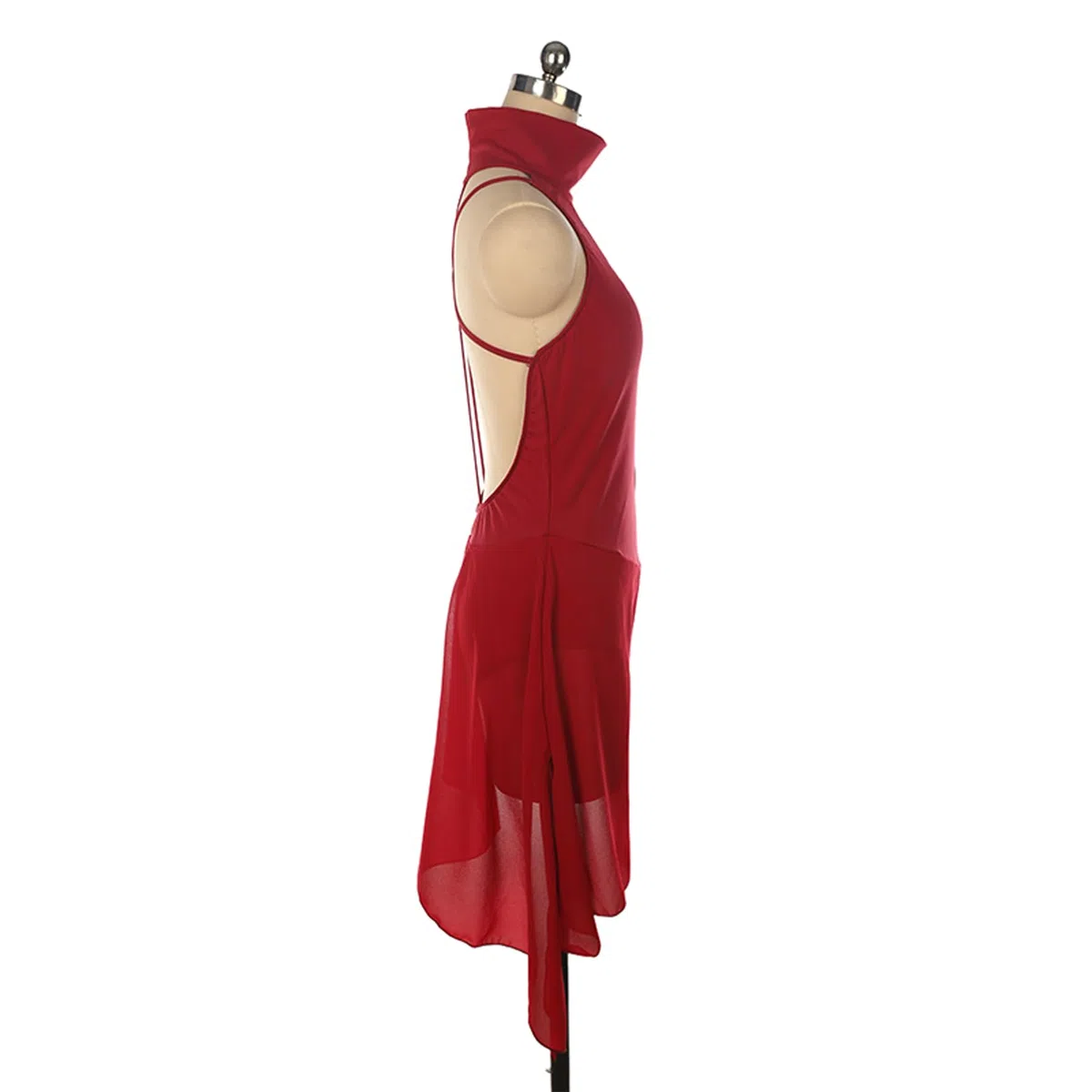 Abito Pattinaggio Artistico Donna, Nero, Rosso, Senza Maniche, Senza Schiena Vestito, Abito da Allenamento for Pattinaggio su Ghiaccio, Body Ginnastica Ritmica