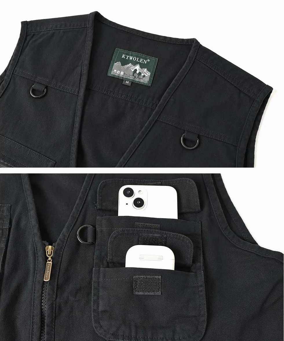 Gilet da Pesca da Uomo Giacca Senza Maniche da Fotografia Caccia Gilet da Lavoro Giubbotti Safari con Multi-Tasche