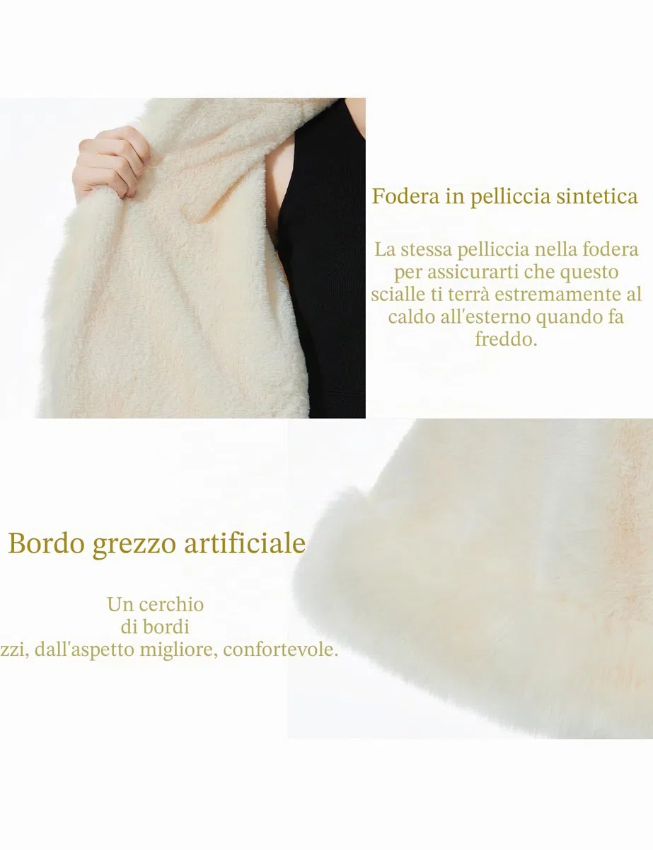 BEAUTELICATE Donna Mantello Corto con Cappuccio in Pelliccia Sintetica Stola in Pelliccia Caldo Cappotto per Matrimonio Invernale Sposa