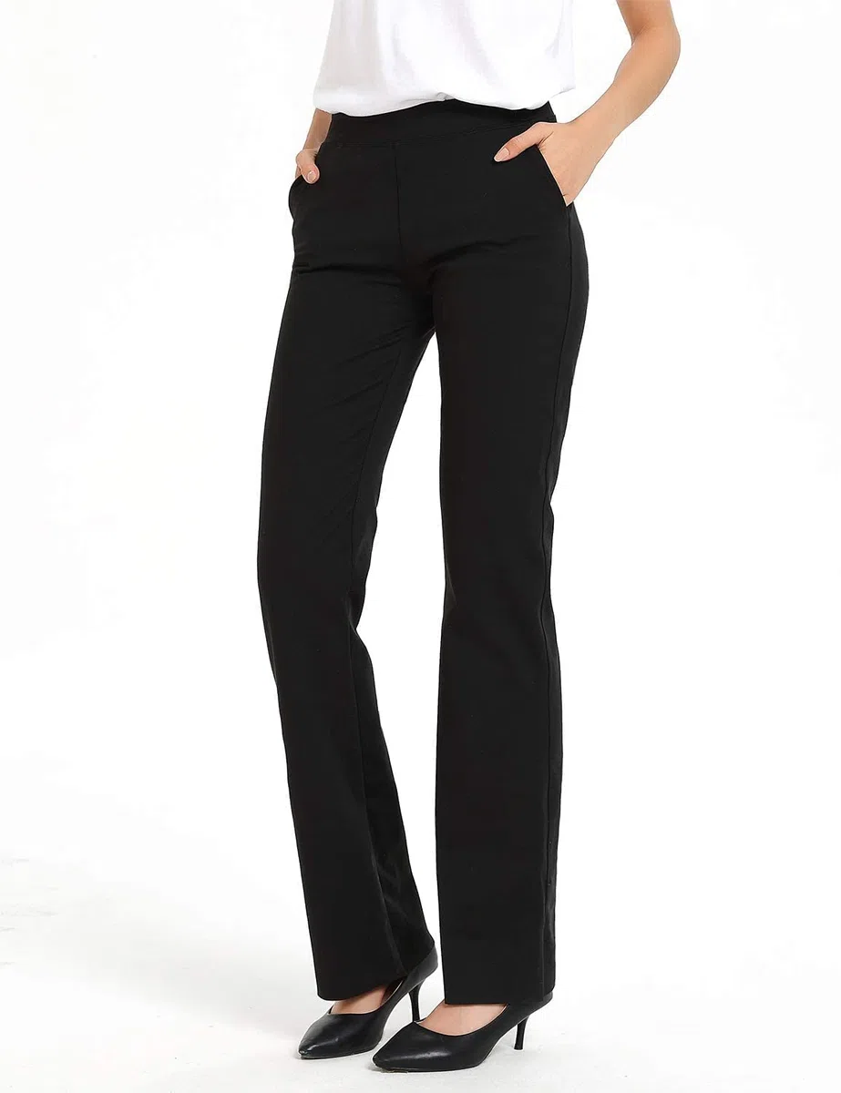 Safort Women Yoga Trousers Bootcut Yoga Pants Tummy Control Mid Waist Dress Work Trousers for Office, Gym, Casual, Jogging, Yoga