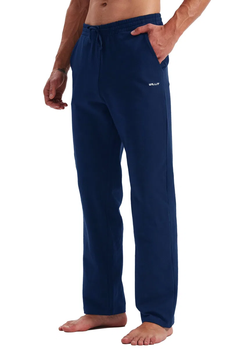 WILLIT Pantaloni da jogging da uomo, in cotone, per il tempo libero, per il fitness, per yoga, loose, da uomo con tasche