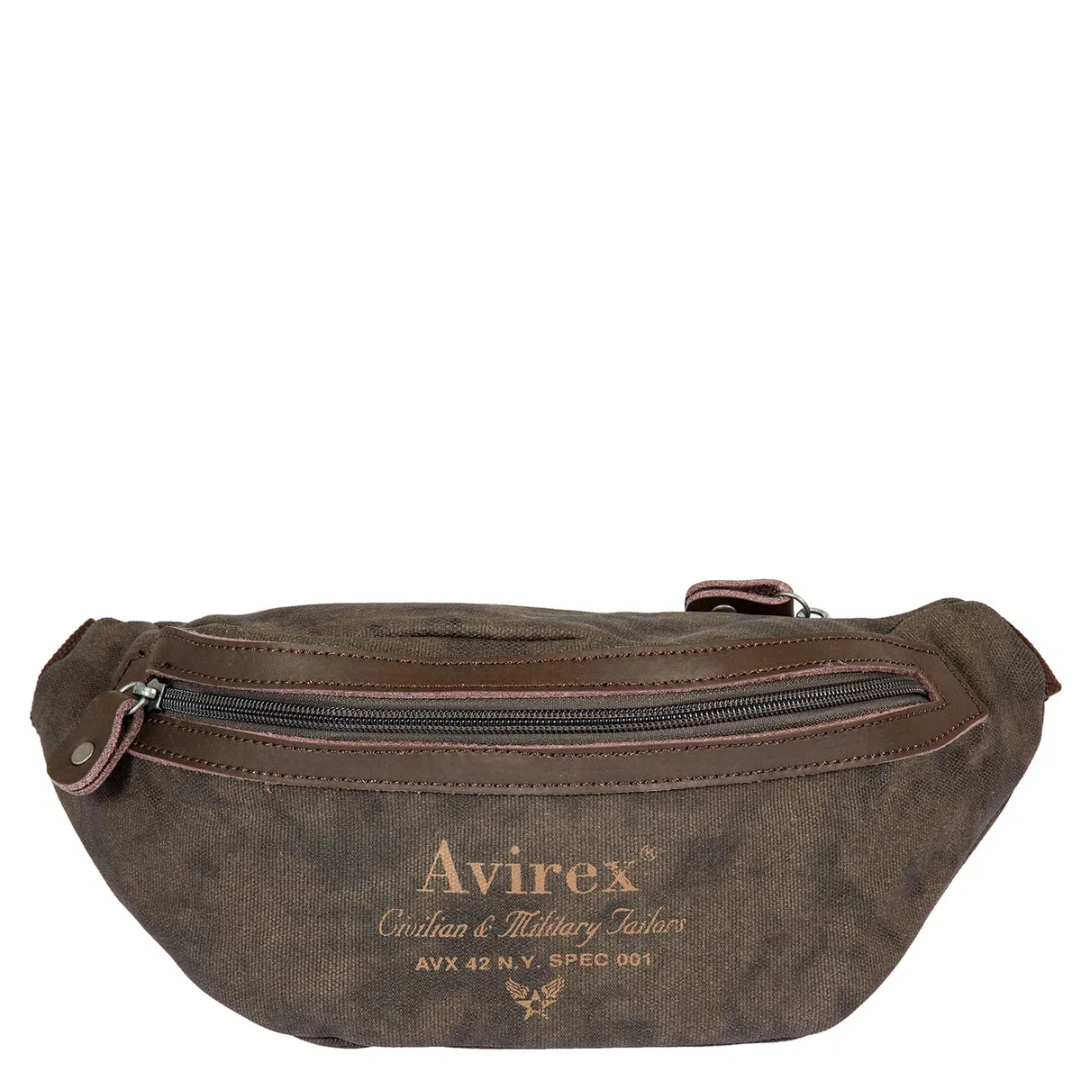 Avirex, Marsupio da Uomo in Canvas Spalmato con Dettagli in Ecopelle, Collezione Pasadena, PSD18 (Dark Green)