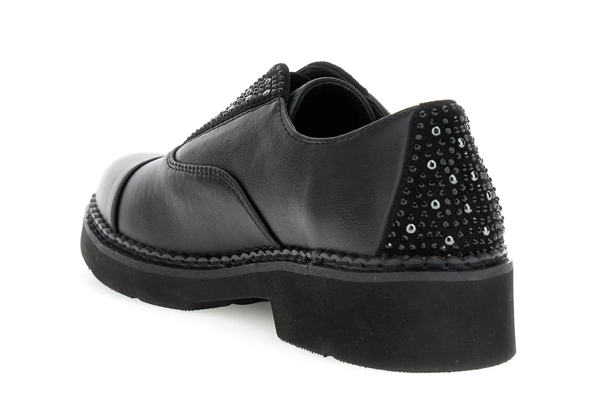 CAFèNOIR - Derby con Inserti di Strass E Borchie, da Donna, Colore Nero