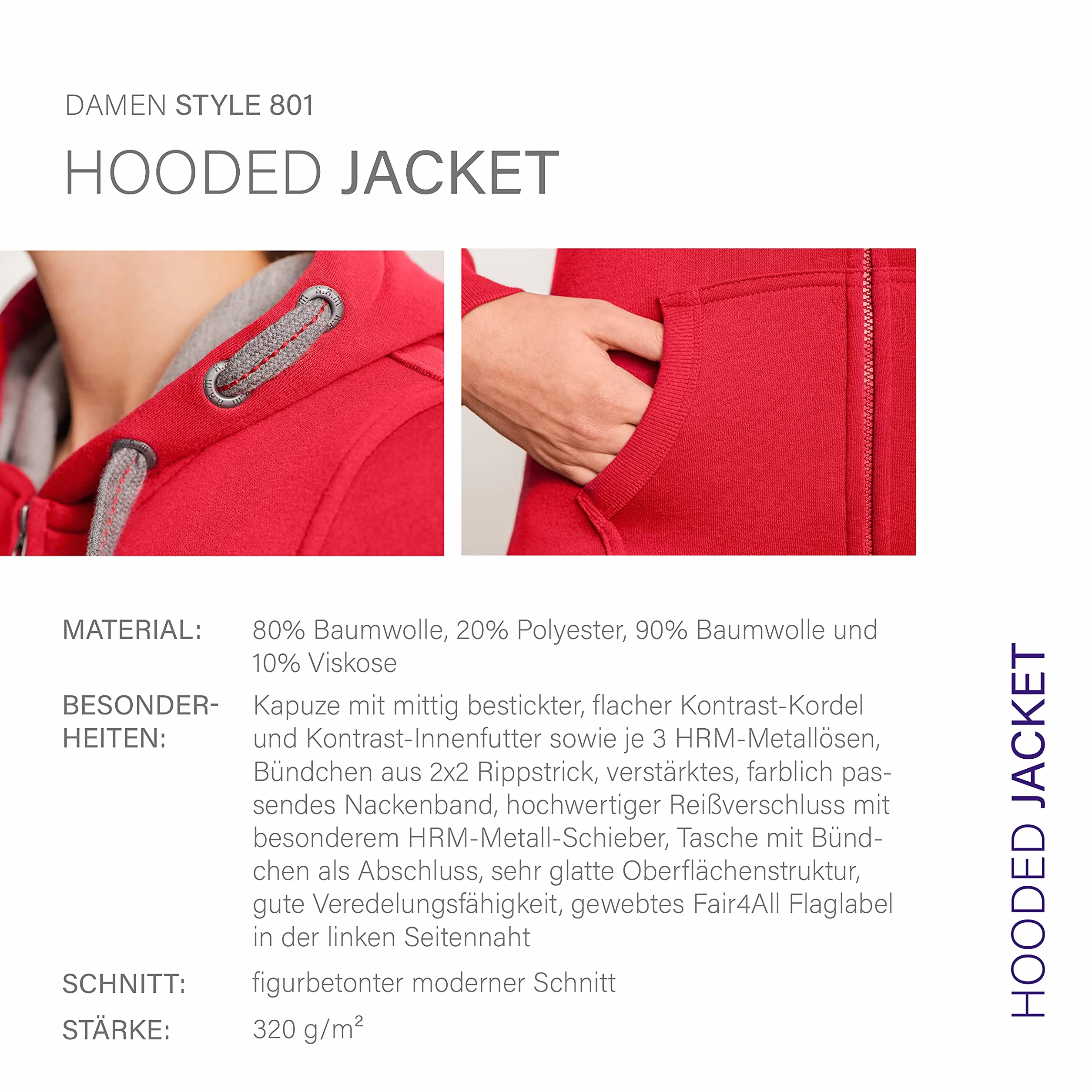 HRM Giacca F Hoodie Donna (Pacco da 1)