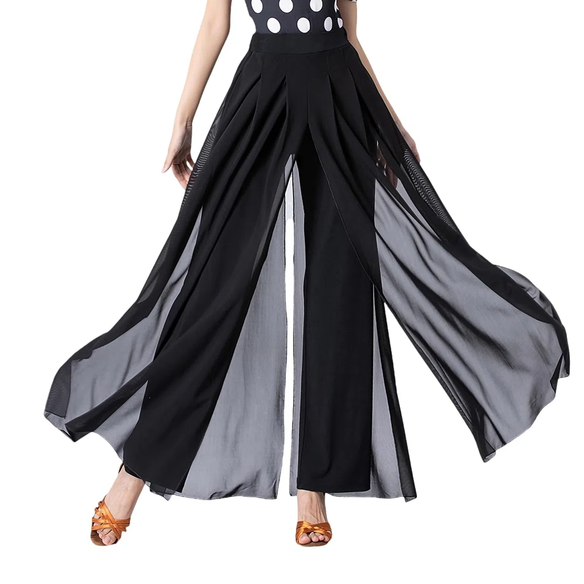 Donne Latino Pantaloni di Danza Moderna Pratica di Danza Indossare Lungo Spacco Sala da Ballo Danza Elastico Vita Pantaloni Donna