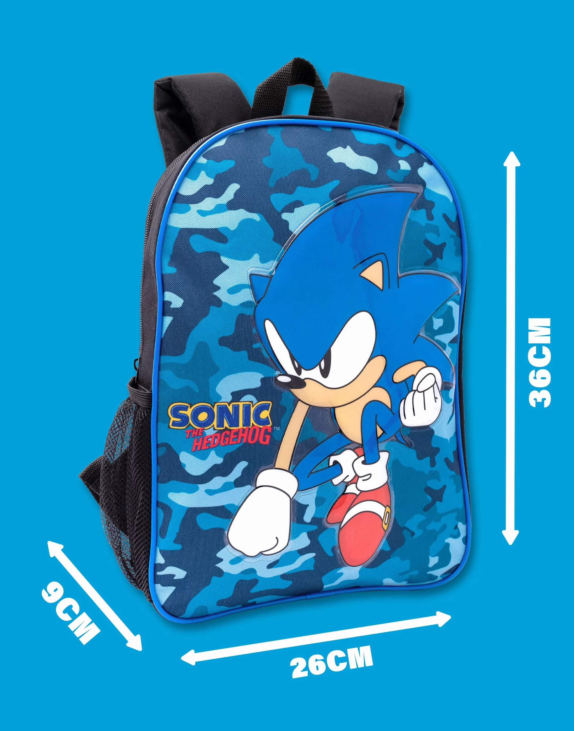 Sonic The Hedgehog Zaino per ragazzi | Zaino per bambini blu navy mimetico zaino per la scuola astuccio per matite e bottiglia d'acqua | Merce
