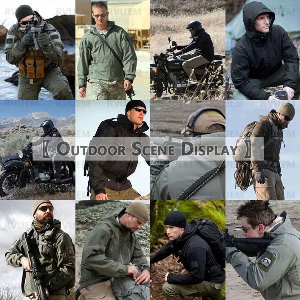 Tuta da Combattimento Abbigliamento Militare Giacca Softshell da Uomo Tuta da Sci per Esterni 2 Pezzi Tute Snowboard Set Giacca Sci Invernale Impermeabile + Pantaloni Neve