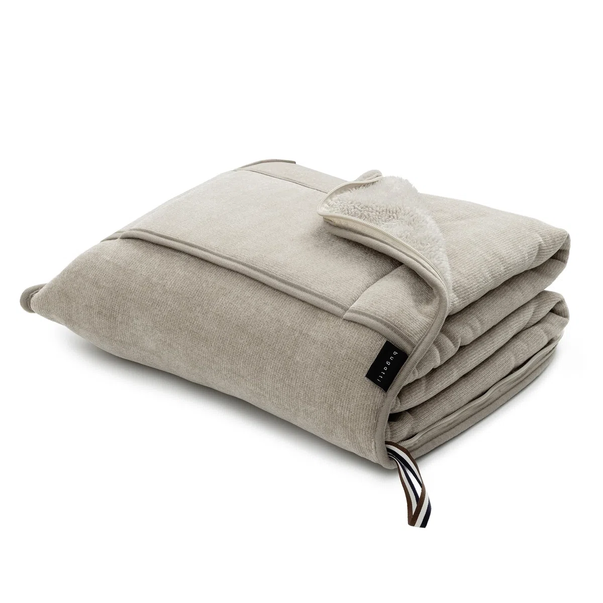 bugatti Coperta da viaggio, 130 x 150 cm, cuscino da viaggio con coperta, morbida e calda, coperta da aereo, beige