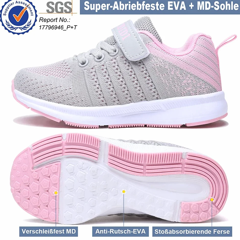 Scarpe Ginnastica Bambine Ragazzi Corsa Sportive Running Unisex Grigio Rosa