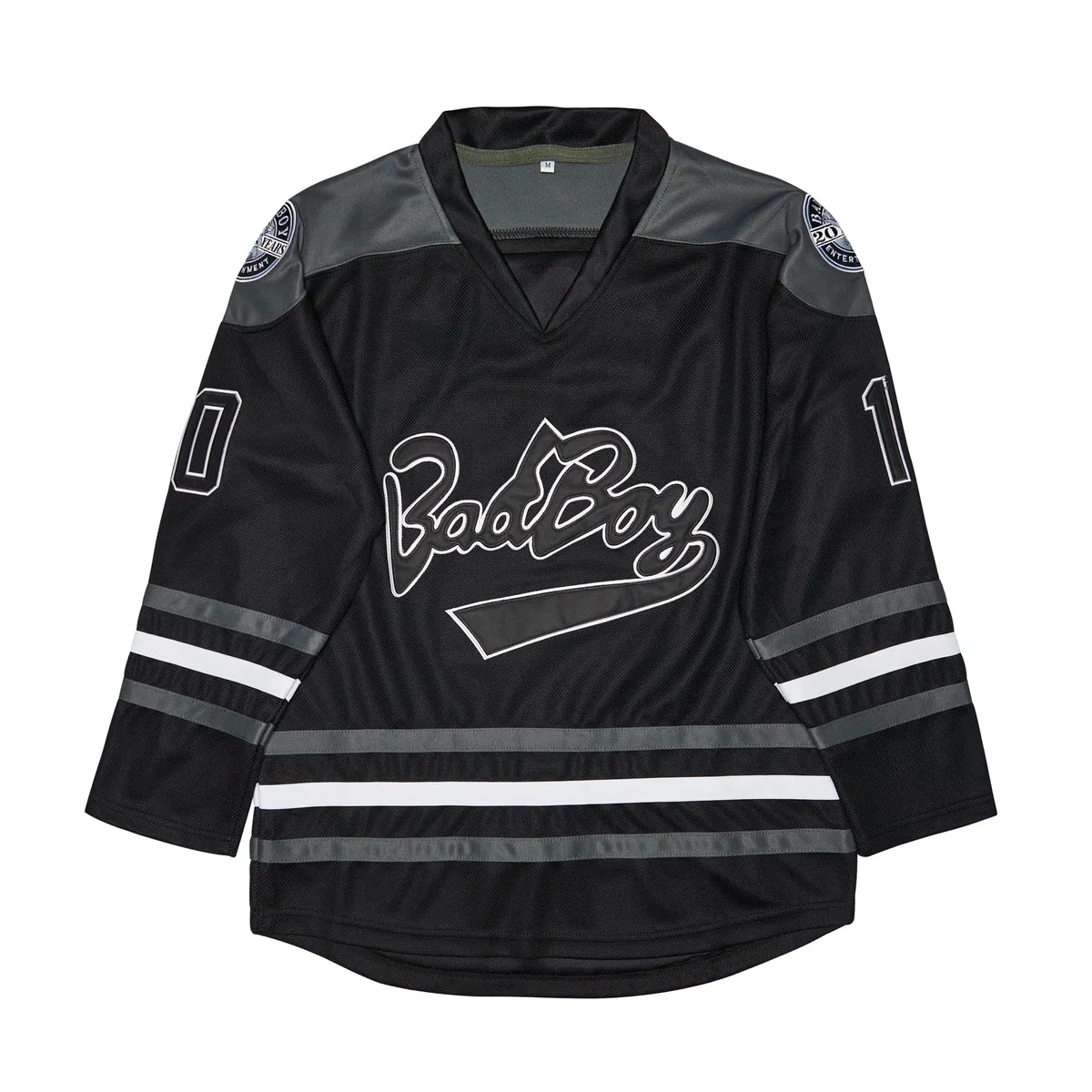 Men's #10 Smalls Bad Boy 90S Hip Hop Long Sleeve Black Hockey Jersey