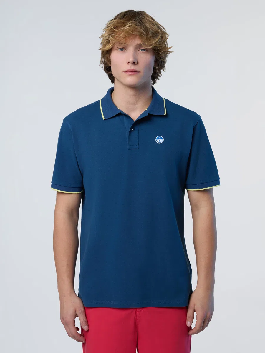 NORTH SAILS Polo Uomo in piqué di Cotone Organico con Dettagli a Contrasto