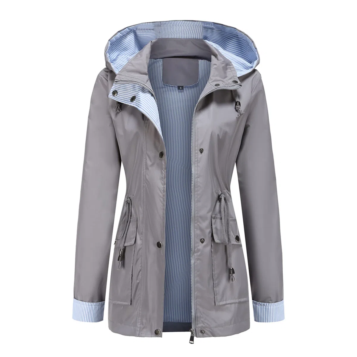 MODFUL Giacca impermeabile a maniche lunghe da donna, giacca a vento impermeabile con cappuccio, leggera, antivento
