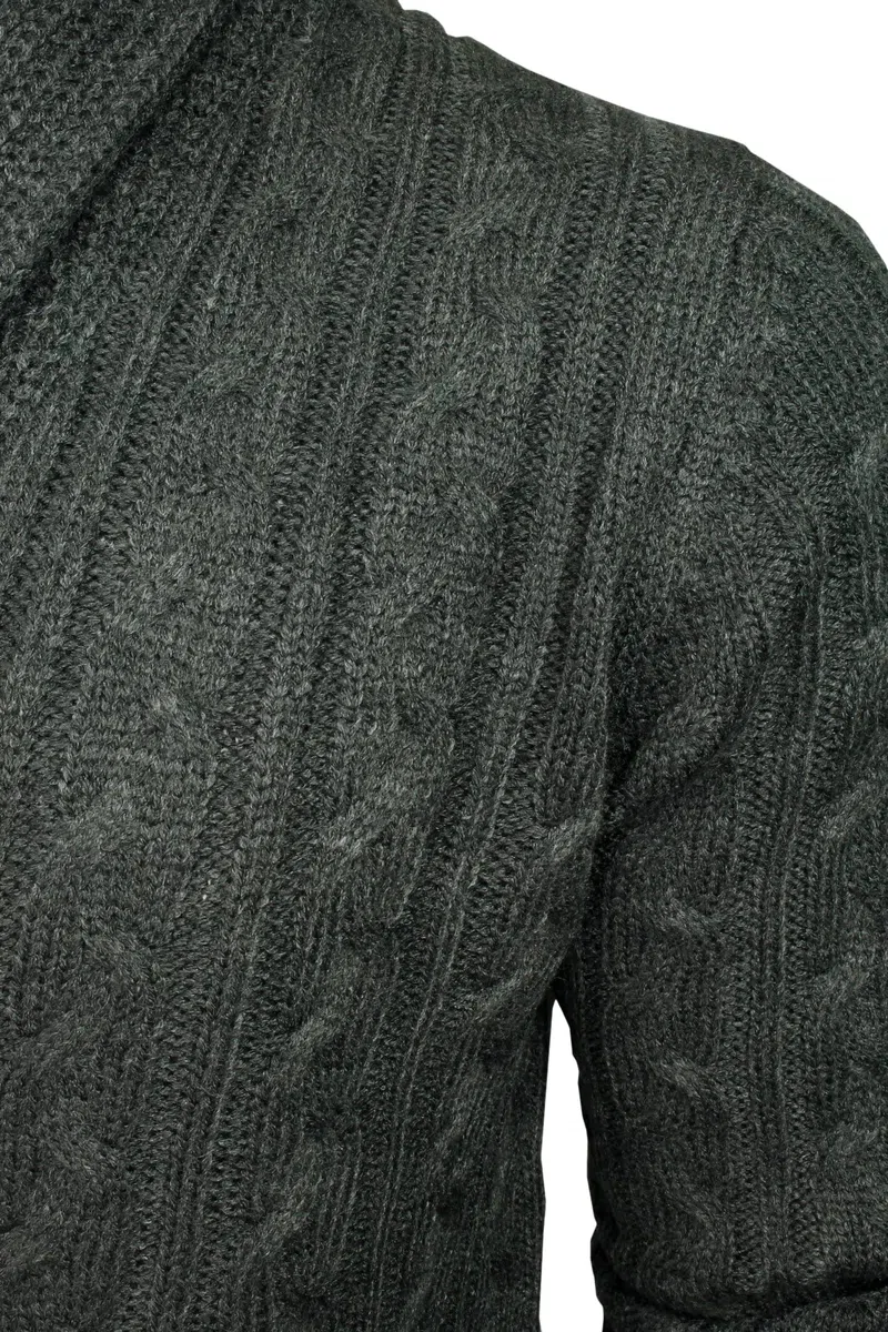 Xact Cardigan da Uomo con Bottoni con Lavorazione a Trecce e Collo a Scialle
