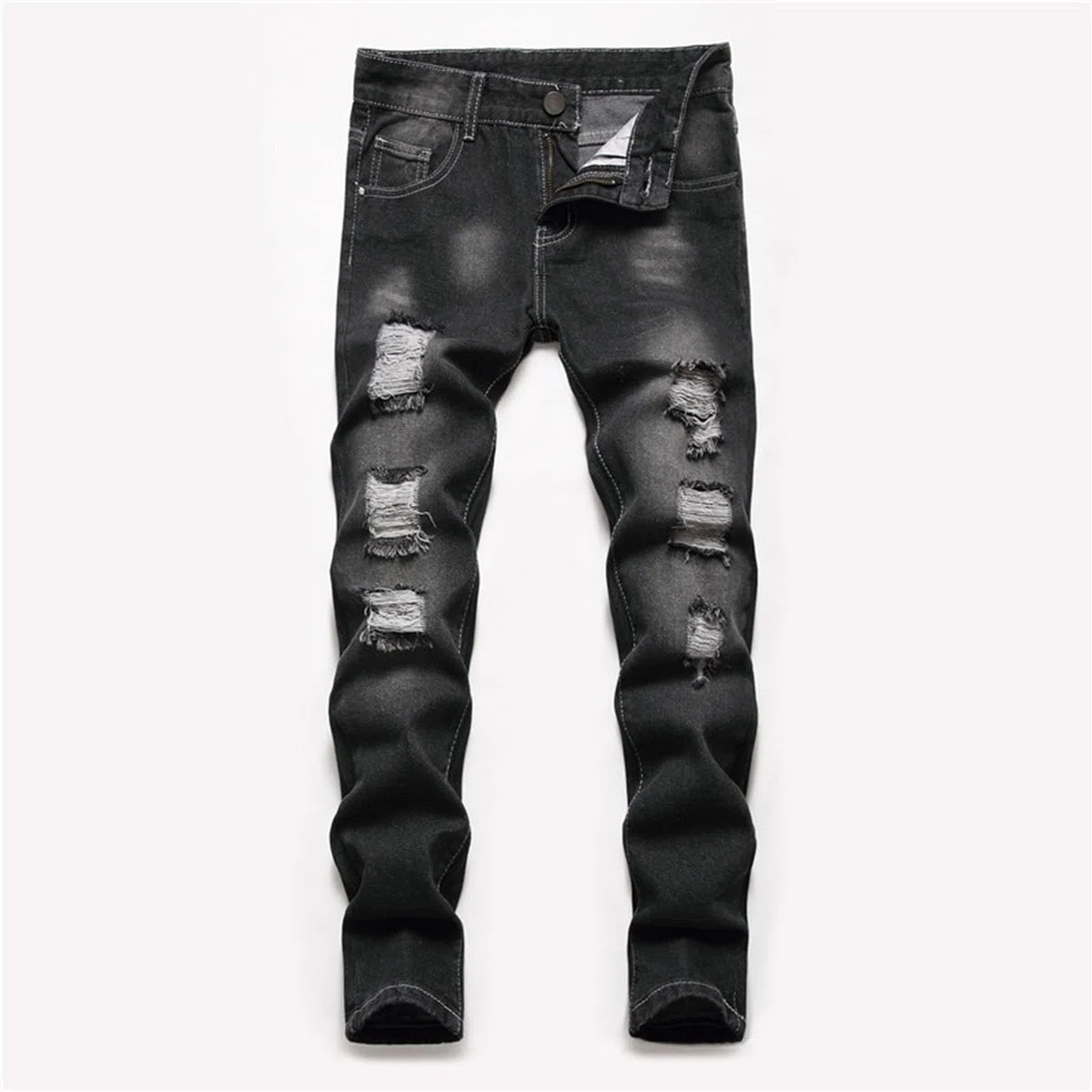 Jeans da ragazzo skinny fit strappato in denim invecchiato pantaloni alla moda slim gamba pantaloni per bambini dai 3 ai 16 anni abbigliamento casual