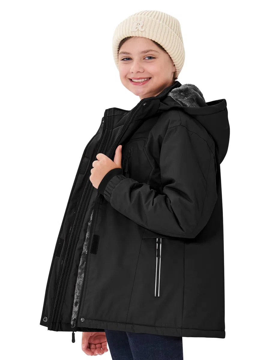MoFiz Giacca Invernale Bambina Giacca sci Bambina Piumino Impermeabile Pile Antivento Giacche Ragazze Giacca In Softshell Con Cappuccio