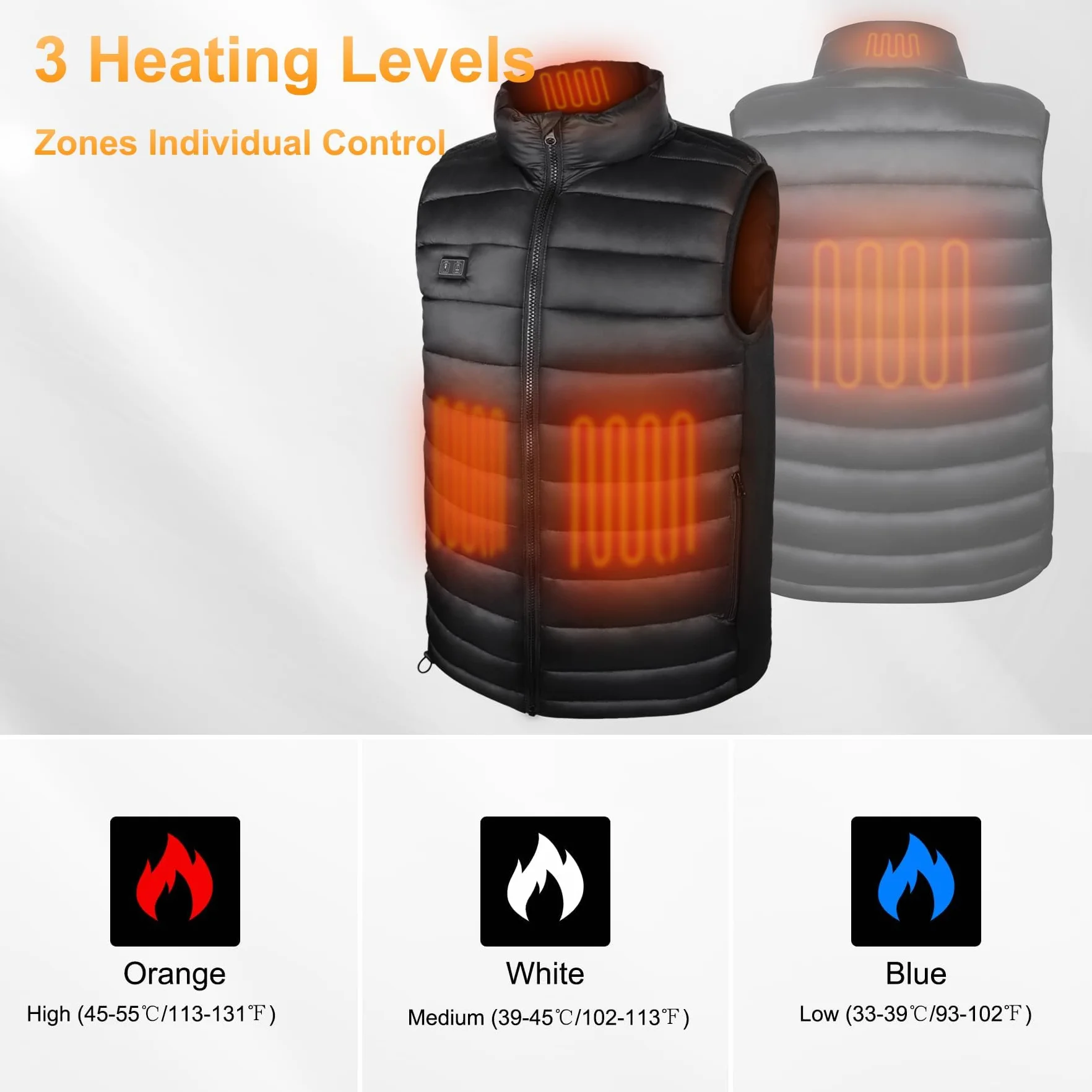 Gilet Riscaldato Uomo, Smanicato Riscaldato Uomo, Gilet Riscaldante uomo con Batteria 10000mAh,3 Livelli Di Temperatura,Ideale Per Lavoro All’Aperto, Escursioni, Pesca, Inverno