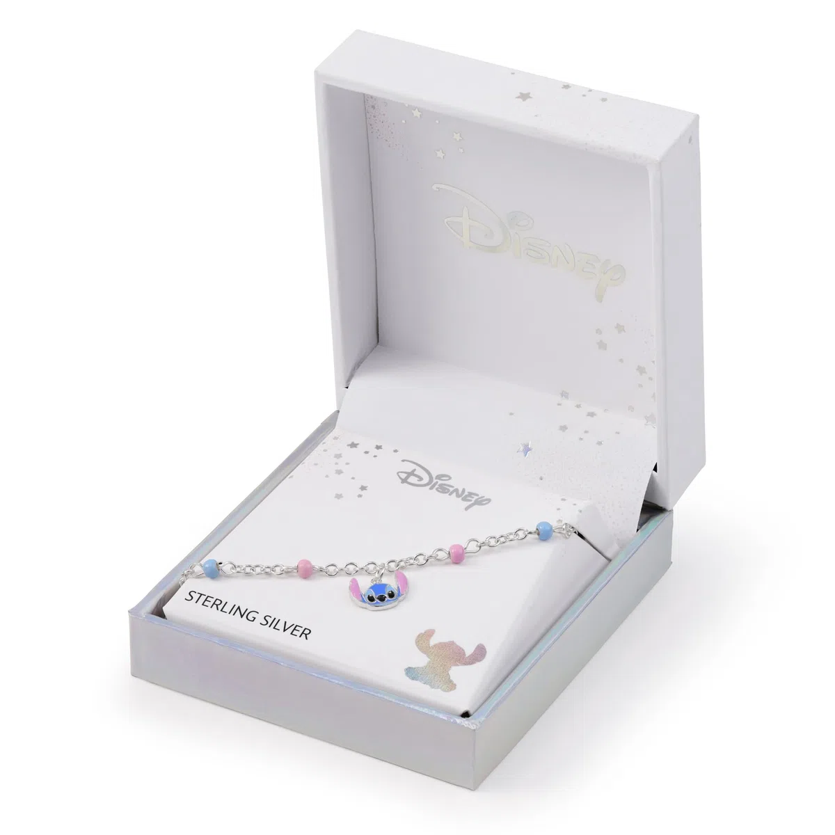 Bracciale in argento Sterling 925 con motivo a punto rosa e blu, taglia unica, in argento Sterling, non è una pietra preziosa