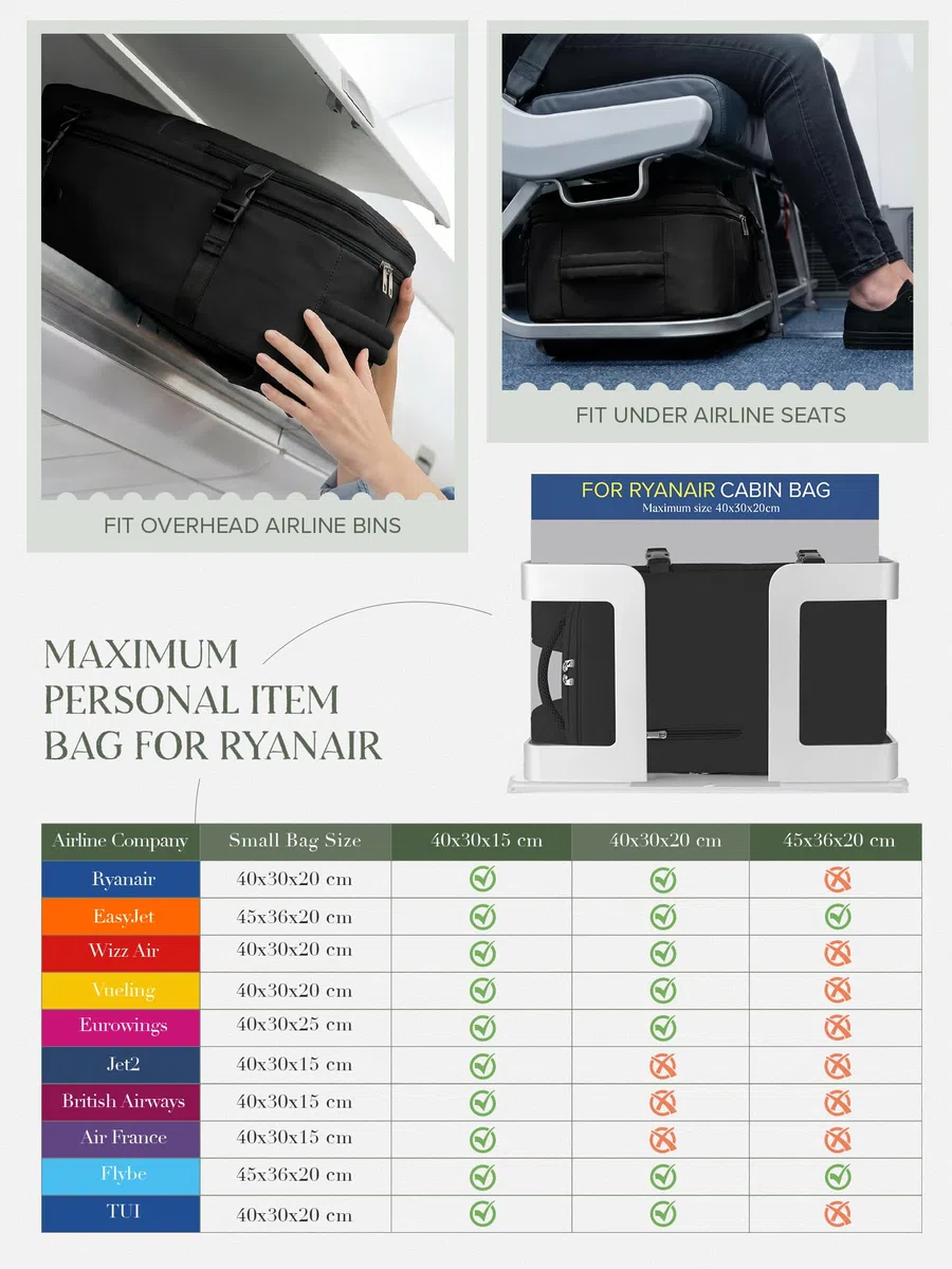 Hayayu Borse da Cabina per Ryanair 40x30x20 Bagaglio a Mano Zaino da Viaggio