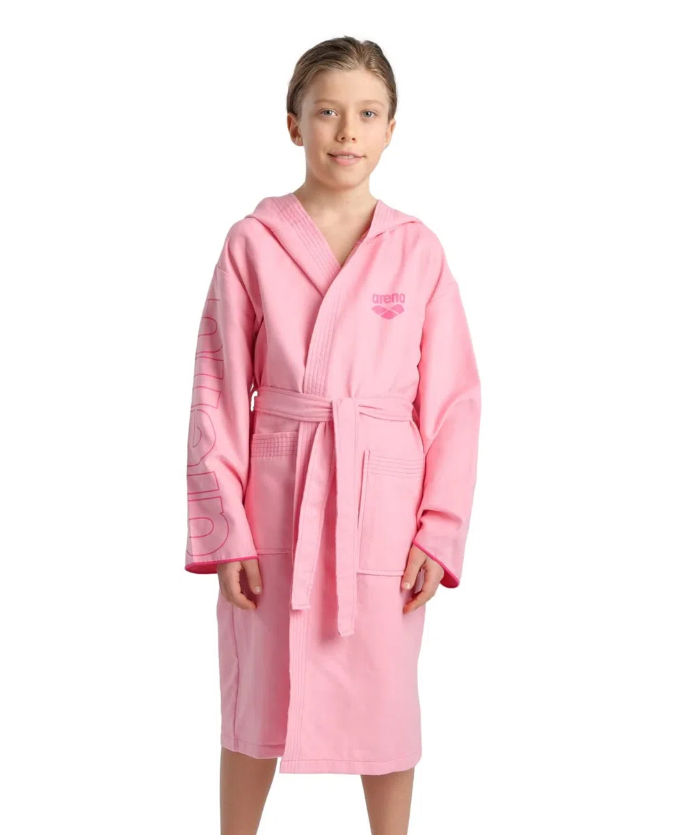 Arena Zeal Plus Junior Accappatoio in Microfibra per Bambino e Bambina, con Cappuccio e Tasche, Unisex ad Asciugatura Rapida, Comodo e Leggero