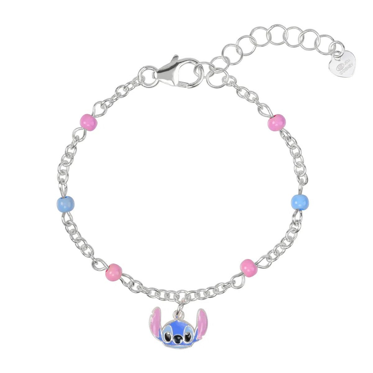 Bracciale in argento Sterling 925 con motivo a punto rosa e blu, taglia unica, in argento Sterling, non è una pietra preziosa