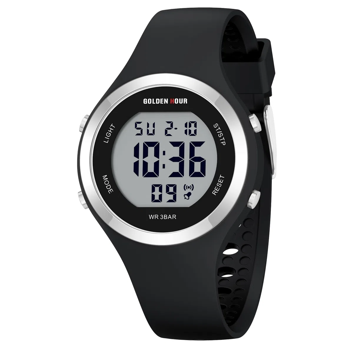 GOLDEN HOUR Orologio digitale da donna Cronografo sportivo impermeabile 5 ATM cinturino in silicone Sportivo ed elegante Orologio da donna con data Quadrante luminoso di facile lettura